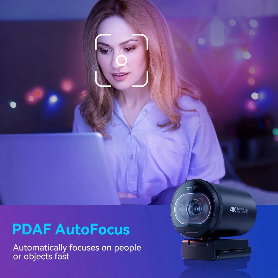 Webcam 4K Emeet S600 Webcam for PC USB Camera