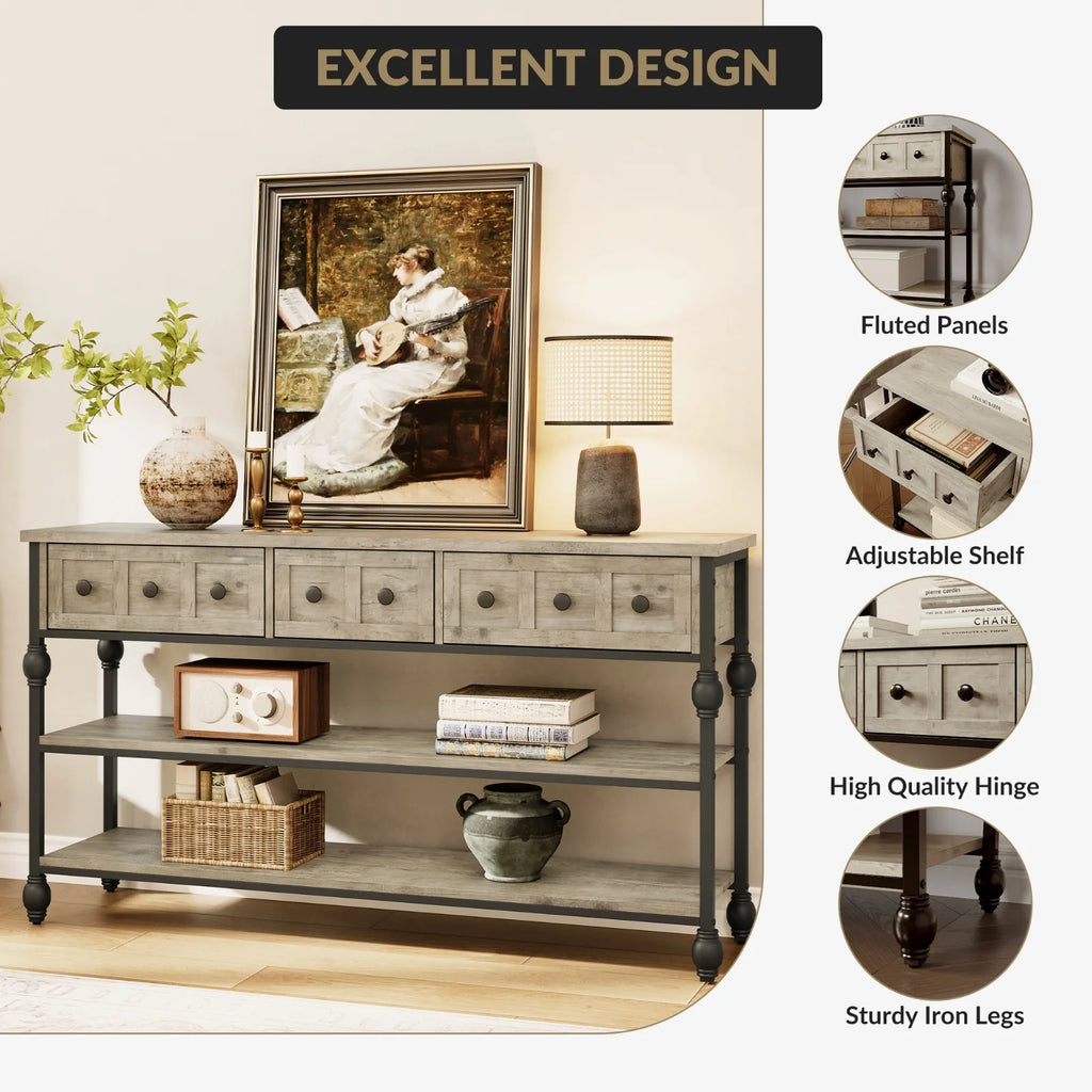 GarveeLife Farmhouse 52" Narrow Console Table