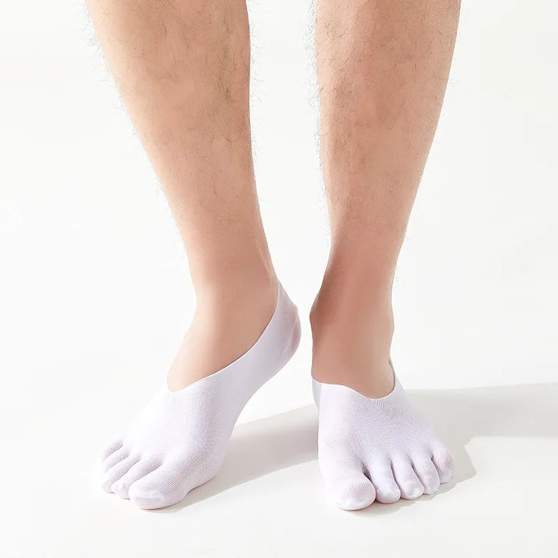 3 Pairs Men Invisible Toe Socks Thin Velvet Breathable Elastic Silicone Non-slip Five Finger Sock Comfortable Casual Slipper Sox