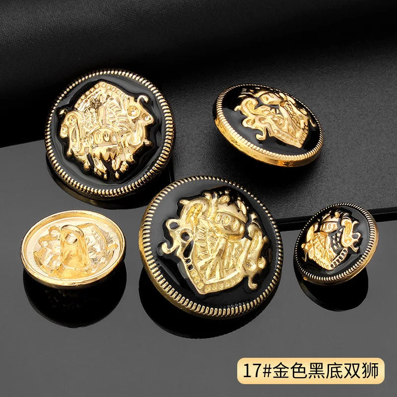 Vintage Gold Black Round Metal Shank Buttons for Diy Craft Handmade Clothing Coat Suit Sweater Scrapbooking Sewing Supplies