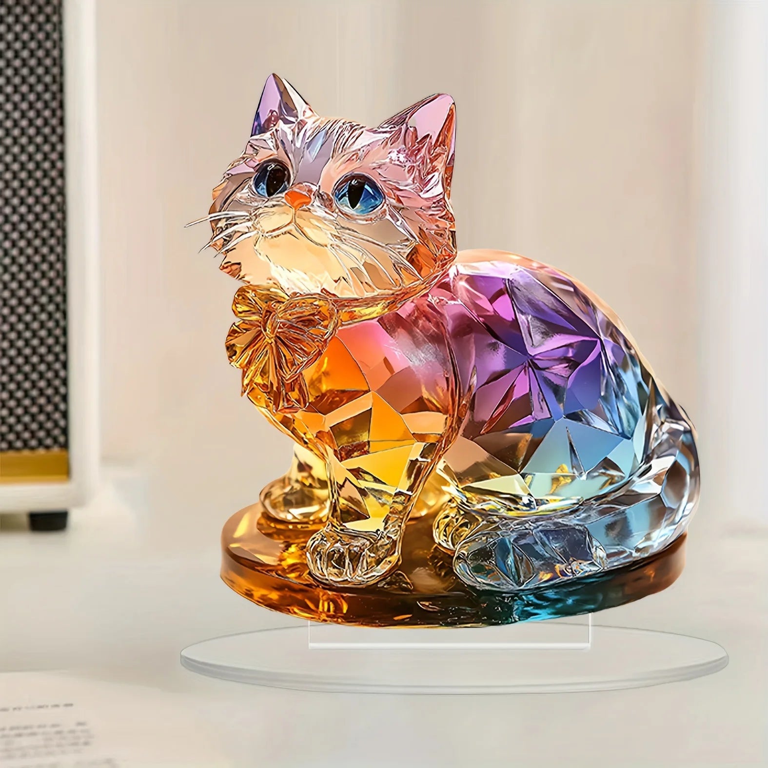 Artistic Crystal Cat Sculpture 1 Cute Home Desktop Decoration Ideal Gift for Family And Friends Suitable for Bedroom Decor