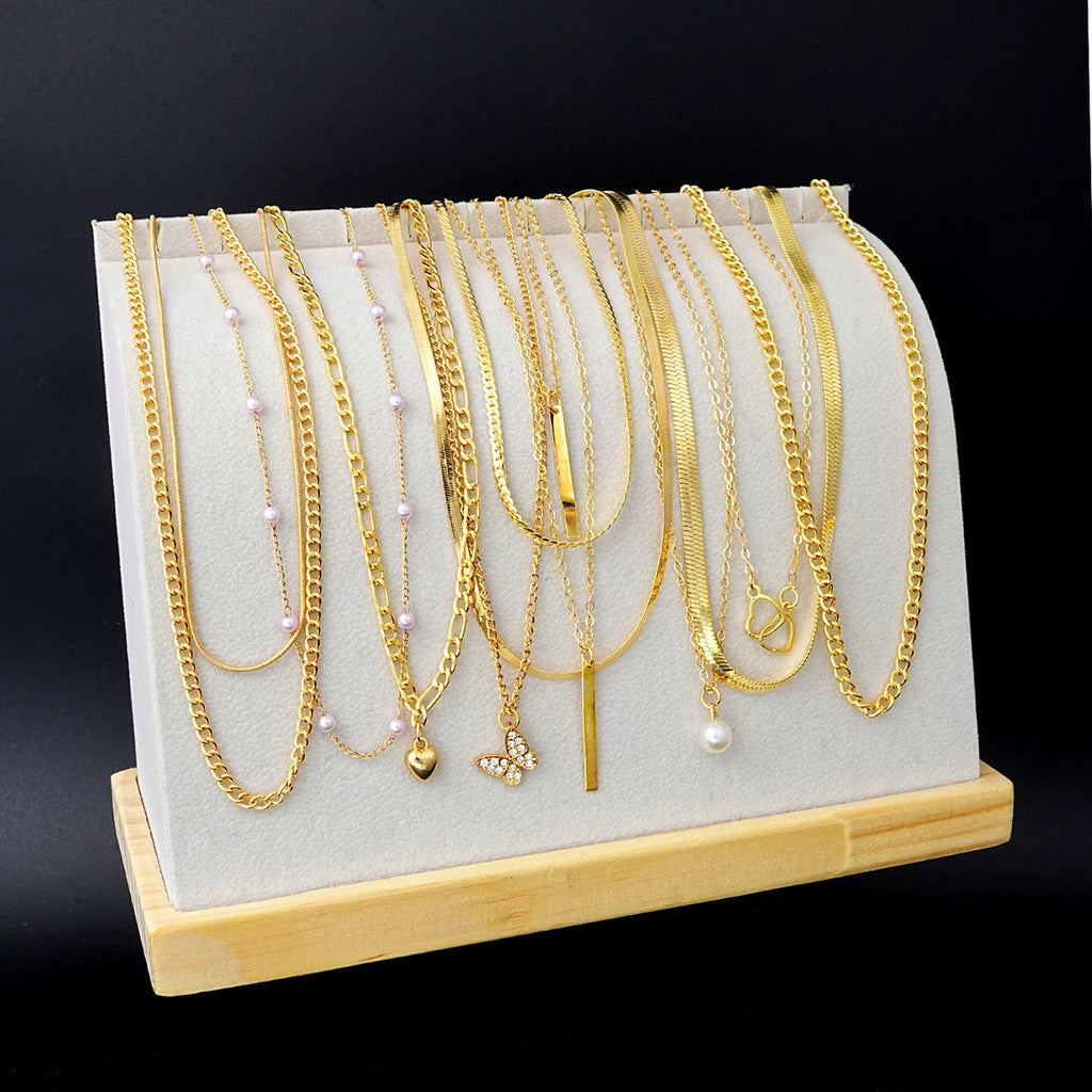 Simple Pearl Choker Necklaces Set for Women Fashion Layered