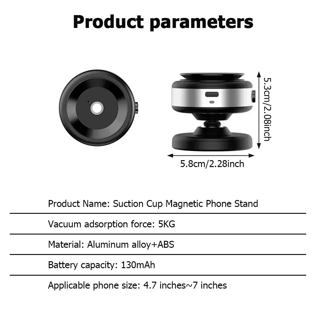 Car Center Console Wireless Charger Magnetic Vacuum Suction Cup Phone Holder for Magsafe iPhone 16 15 14 13 Fast Charging Stand