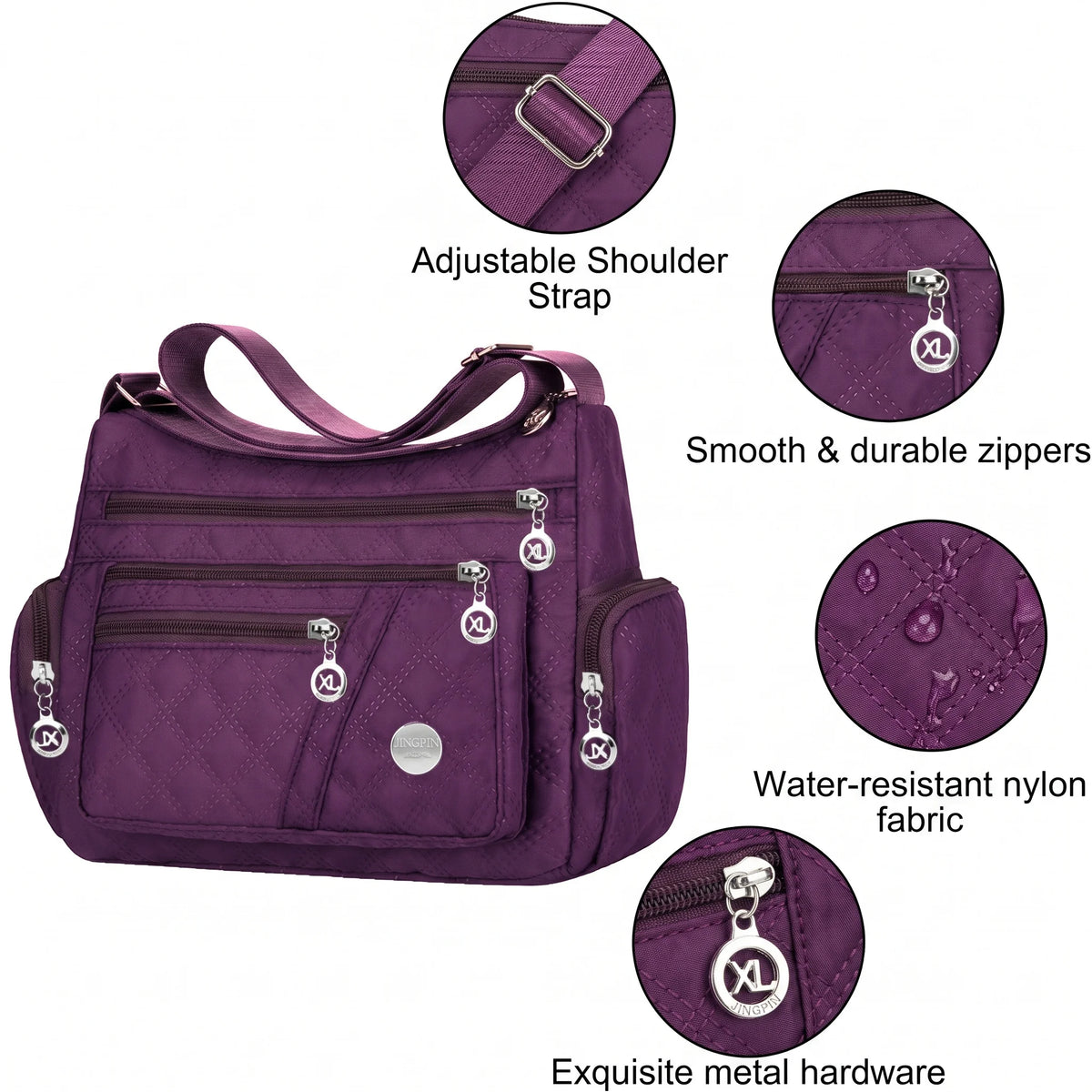 Pomelo Best Quilted Nylon Women Crossbody Shoulder Bag Multi
