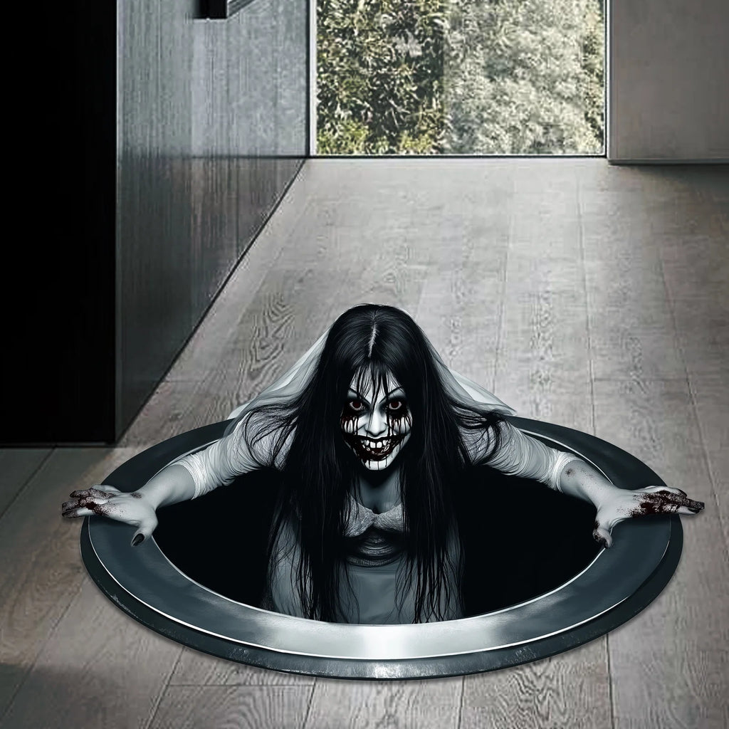 Halloween Wall Floor Stickers Horror Scary Terror Long Hair Ghost Girl Window Sticker Bedroom Living Room Party Home Decor Props