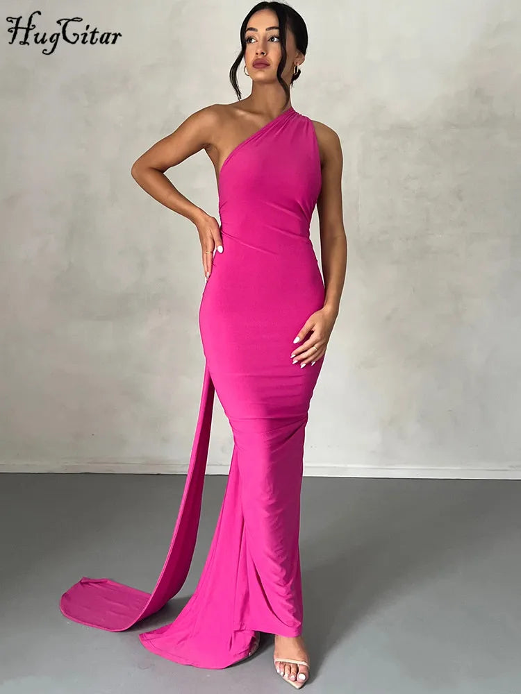 Hugcitar One Shoulder Backless Adjustable Scarf Loop Ruched Sexy
