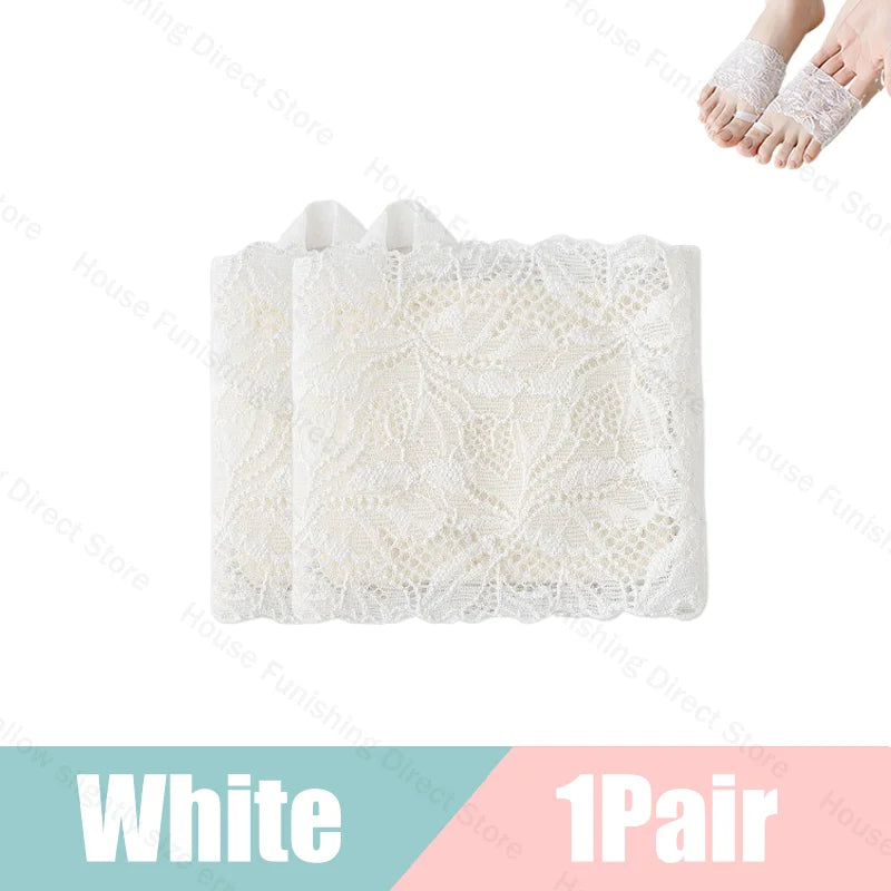 Summer Thin Lace Invisible Socks Split Toe Forefoot Socks for Women High Heel Slippers Shoes Breathable Lace Socks for Halloween