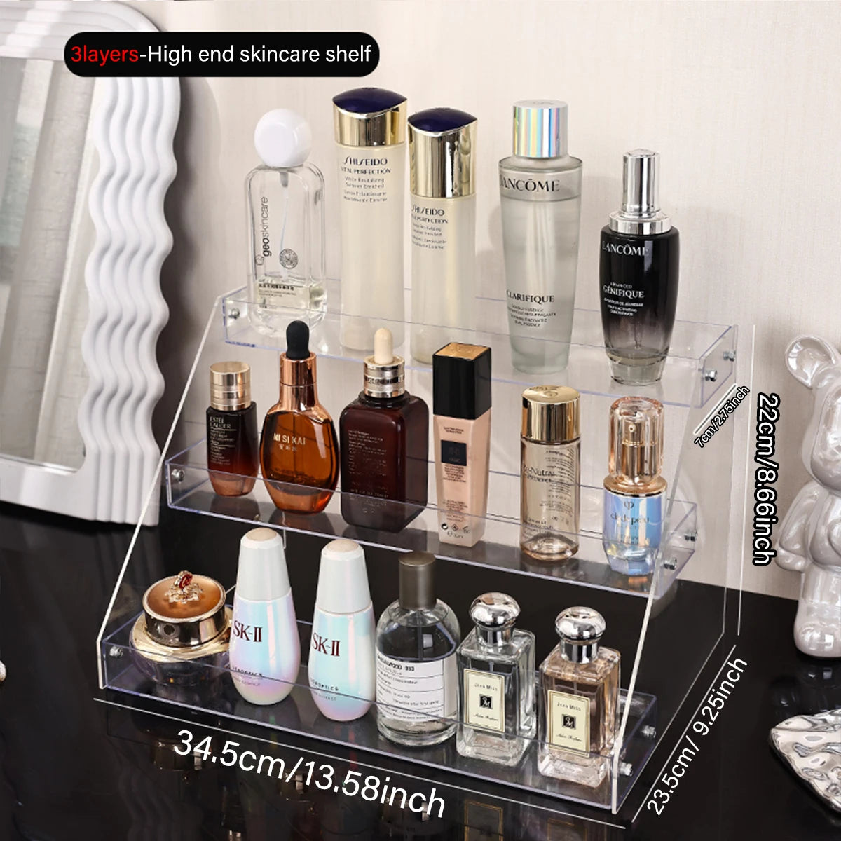 1pc stepped acrylic high skin care product storage rack desktop cosmetics storage rack storage box perfume organizer