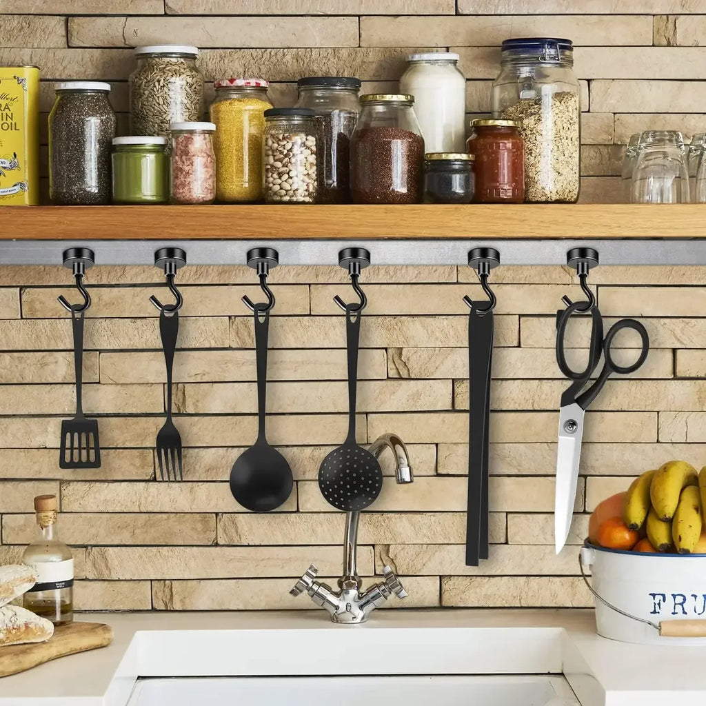 Strong Magnetic Hooks Multi-Purpose, Heavy Duty Epoxy Coating, Magnetic Cruise Black Hooks for Refrigerators