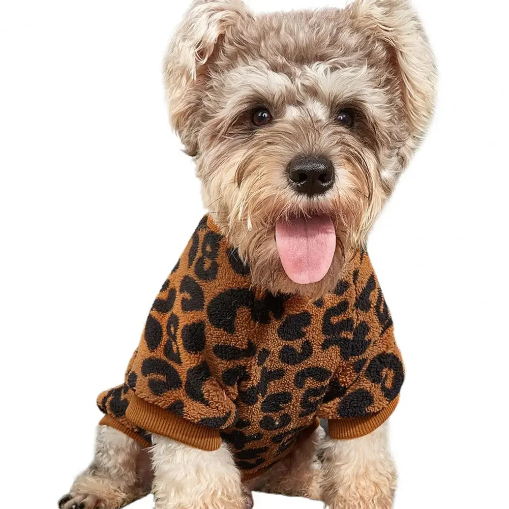 Puppy Pullover Dogs Pet Sweater Winter Leopard Print French Bulldog Winter Warm Sweater Pet Apparel Dog Clothing Kurtka Dla Psa