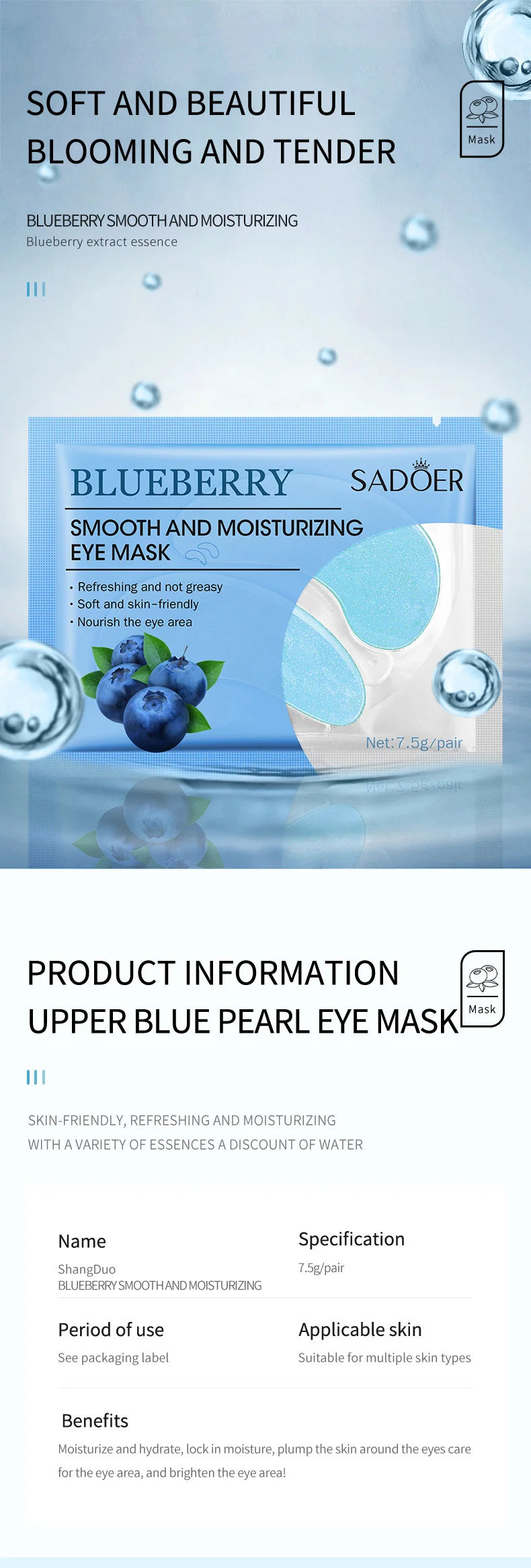 10 Pairs SADOER Crystal Collagen Eye Mask Anti Wrinkle Dark Circles Removal Eyes Bags Moisturizing Eye Patches Skin Care