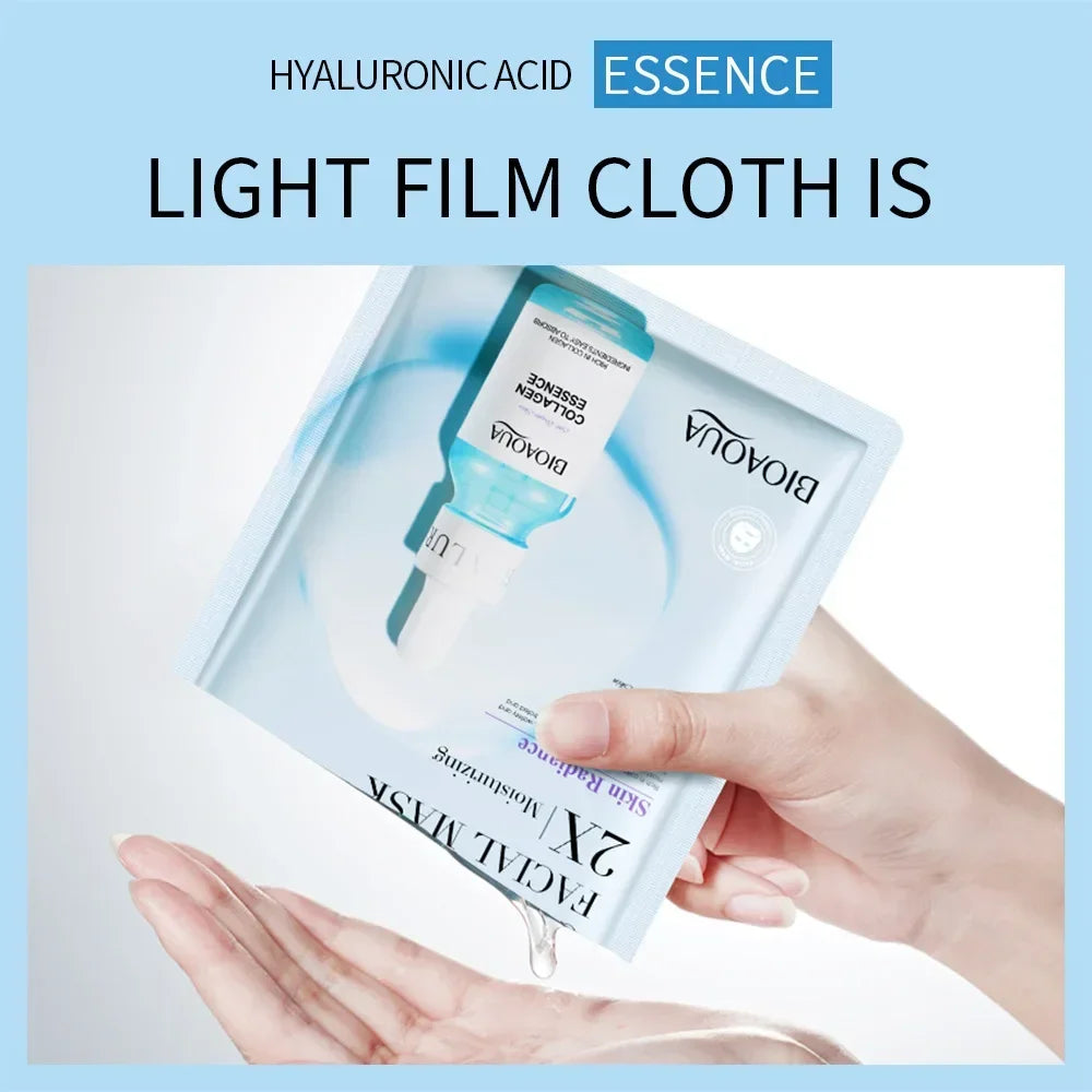 50pcs BIOAQUA Centella Collagen Face Mask Moisturizing Refreshing Sheet Masks Hyaluronic Acid Facial Mask Skin Care Products