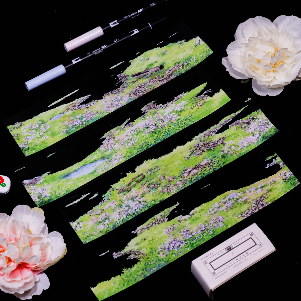 Scenic Waterfall/River,ancient Style Landscaping Washi Pet Tape Roll