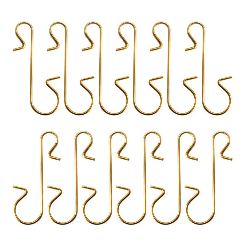 100Pcs Christmas Ornament Metal S-Shaped Hooks Holders Tree Ball Pendant Hanging Decoration for Home Navidad New Year