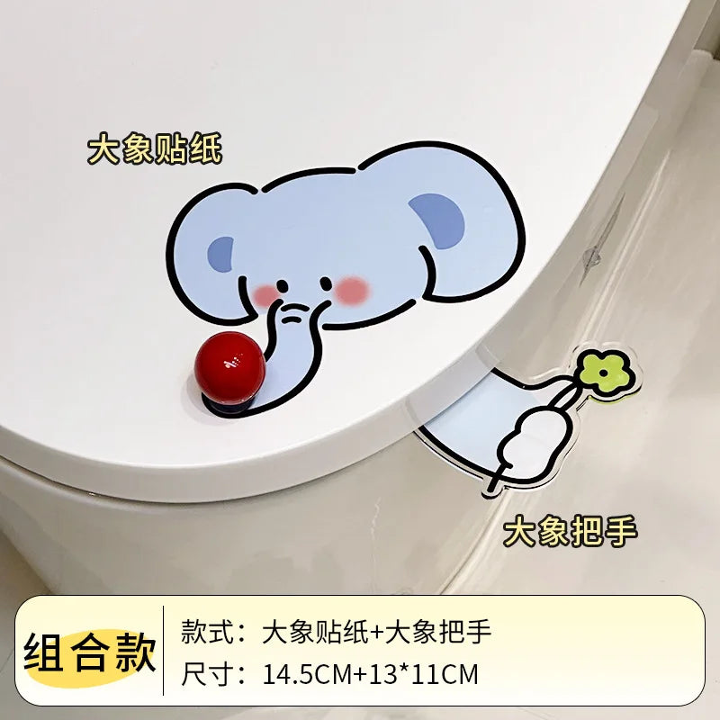 Portable Cartoon Toilet Lifter Tool No Touch Lid Handle Anti Dirty WC Accessories Bathroom Hygiene Helper No Punch Needed унитаз