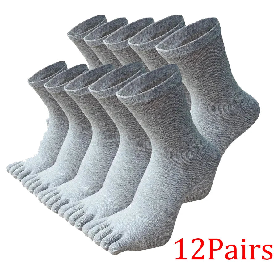 12/5/1pairs Five Finger Socks Pure color Sweat Absorbing Mid Tube Split Toe Socks Toes Socks Sports Tab Socks for Men and Women