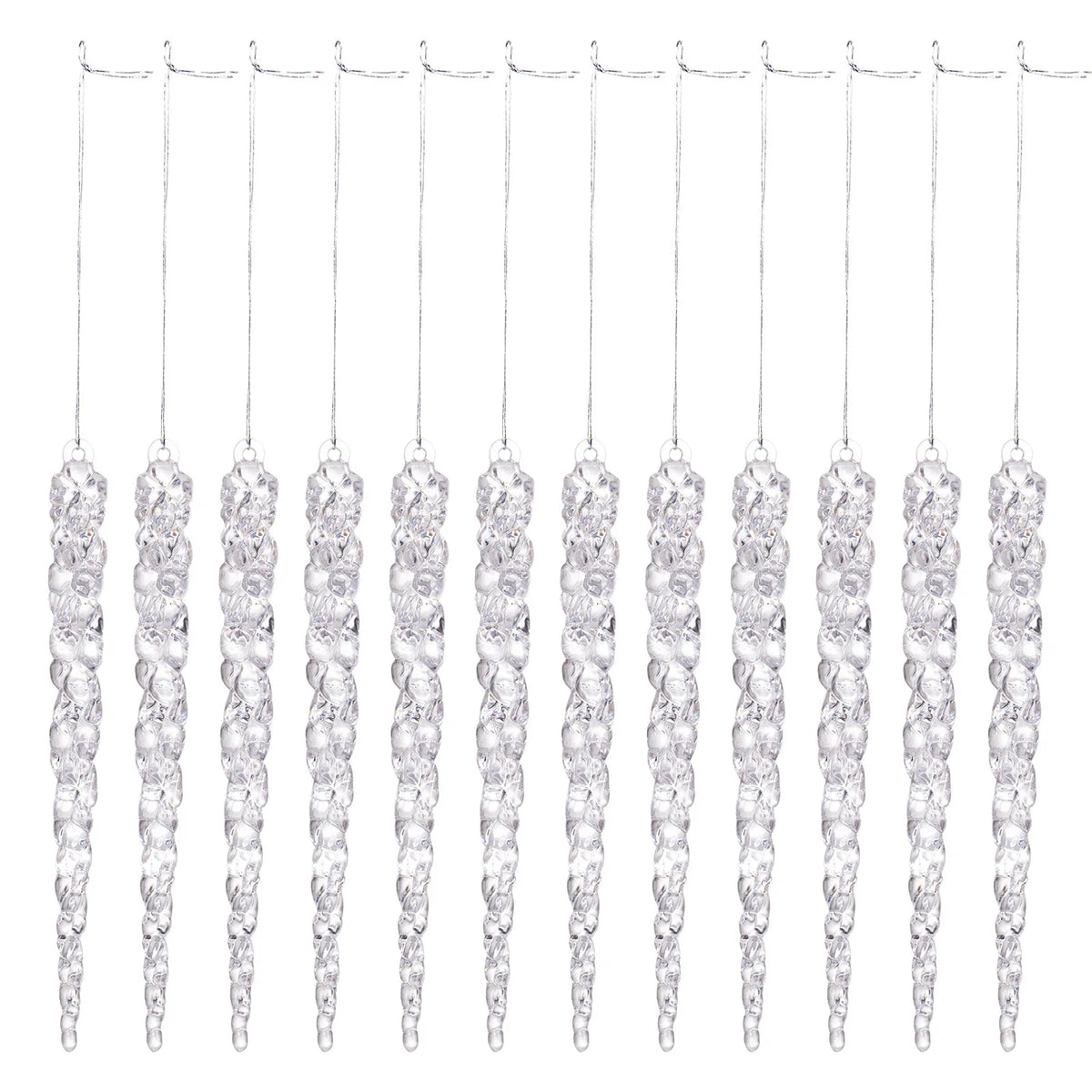 12/48pc 13cm Christmas Icicle Ornaments for Christmas Tree Hanging Crystal Christmas Pendants 5.1" Clear Icicles Xmas Home Decor