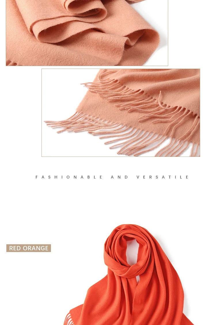LONGMING 100% Merino Wool Knitted Shawl New Women Autumn Fashion Classic Plaid Solid Scarf Winter Warm Knottable Muffler for Man
