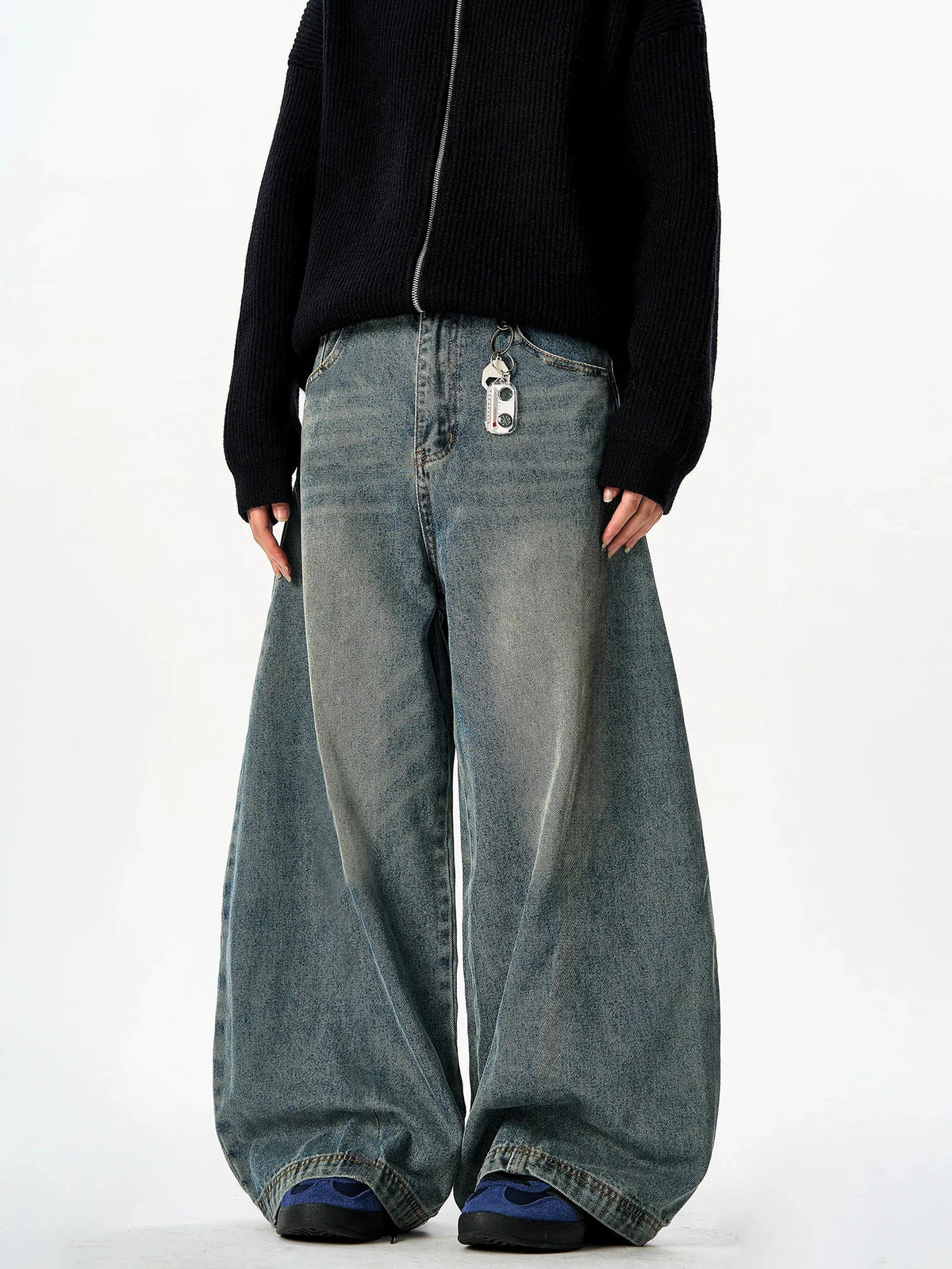 Men's Washed Vintage Baggy Jeans Y2K Street Fashion Simple Basic