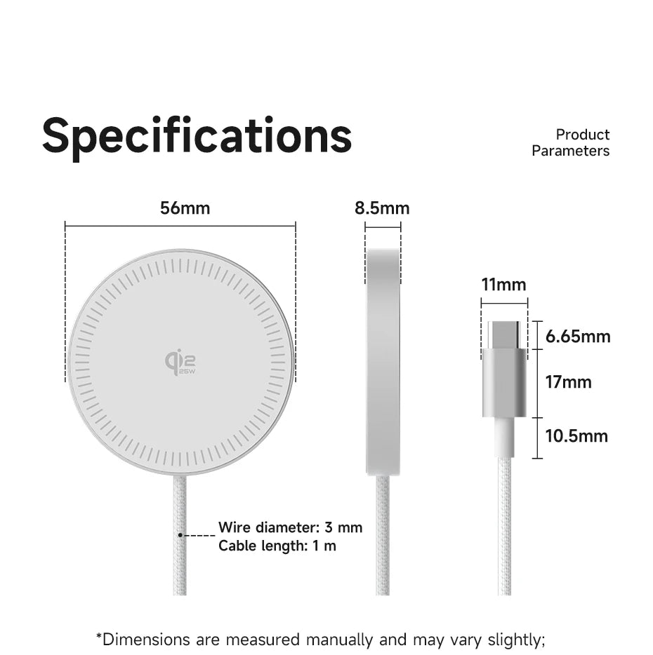 Hagibis Qi2.2 Magnetic Wireless Charger Dual-sided Magnetic 25W Fast Charging Pad for MagSafe iPhone 17/16/15/14 Pro Airpods Car