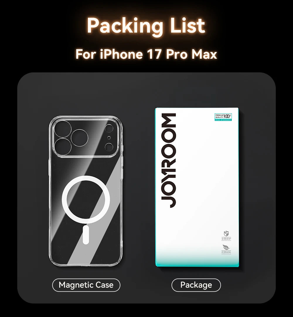 Joyroom Magnetic Case For iPhone 17 16 Pro Max Case Anti Yellow Transparent Cover For iPhone 17 Pro Wireless Charger Thin Cover