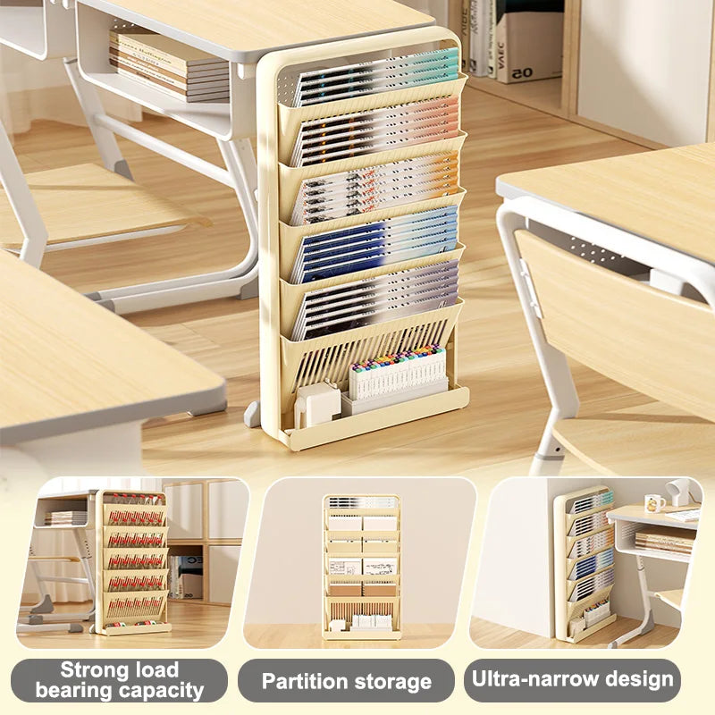 UFORU Dopamine Study Desk Organizer – Large Capacity Side-Mounted Bookshelf for Textbooks & Magazines