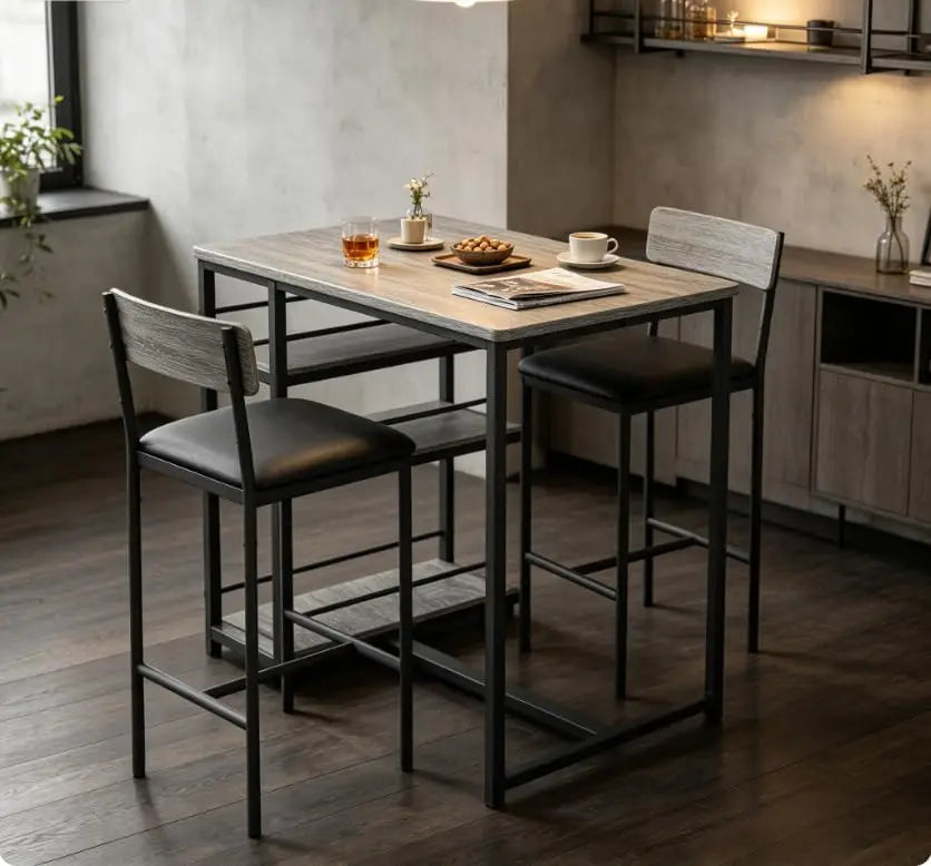Garvee Folding Dining Table Set Kitchen Table w/Storage Shelves