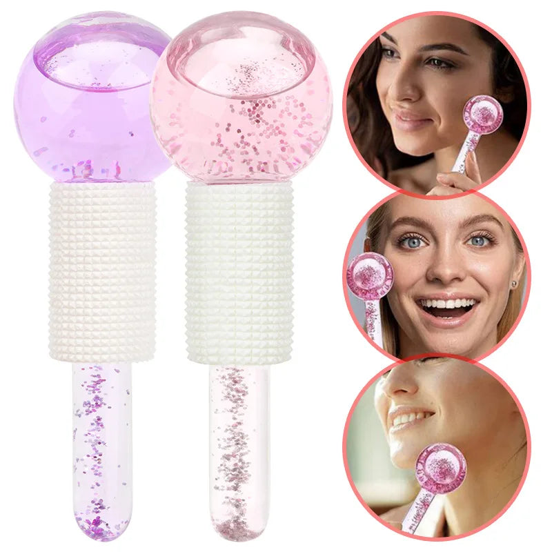2PCS/pair Large Beauty Ice Hockey Energy Beauty Crystal Ball Facial Cooling Ice Globes Water Wave Face and Eye Massage Skin Care