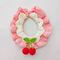 Pet Autumn and Winter Cherry Knitted Scarf New Year's Shawl Pet Drool Towel Christmas Holiday Gift Puppy Accessories