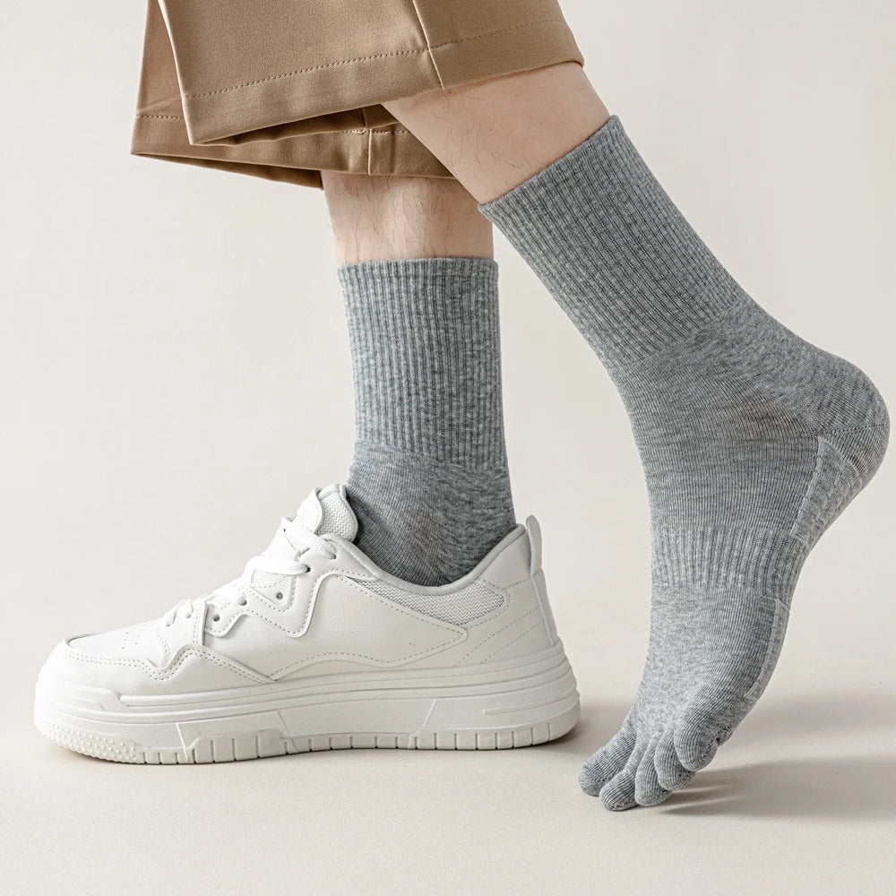 3 Pairs Five Finger Socks Men Anti-slip Sports Athletic Crew Socks Men High Quality Cotton Toe Socks Basketball Middle Tube