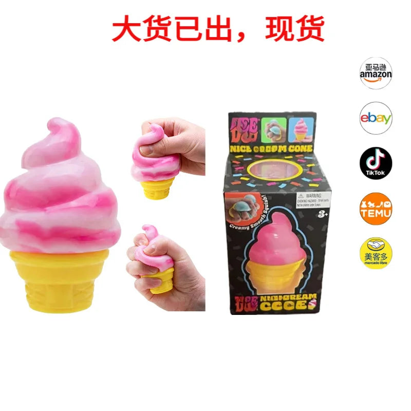 Ice Cream Shaped Decompression  Needoh Nice Cream Cone Surprise Stress Relief Squeeze Party Gifts Ornaments