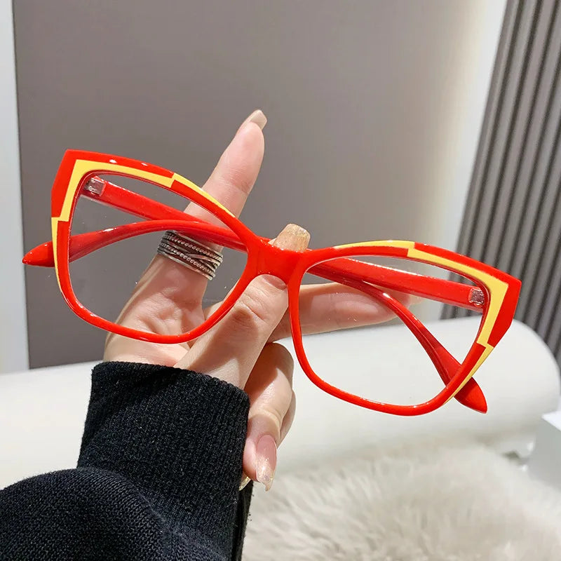 2024 Anti-blue Light Women Cat Eye Eyewear Luxury Metal Frame Oversized Optical Spectacle Eyeglasses Female Vintage Glasses