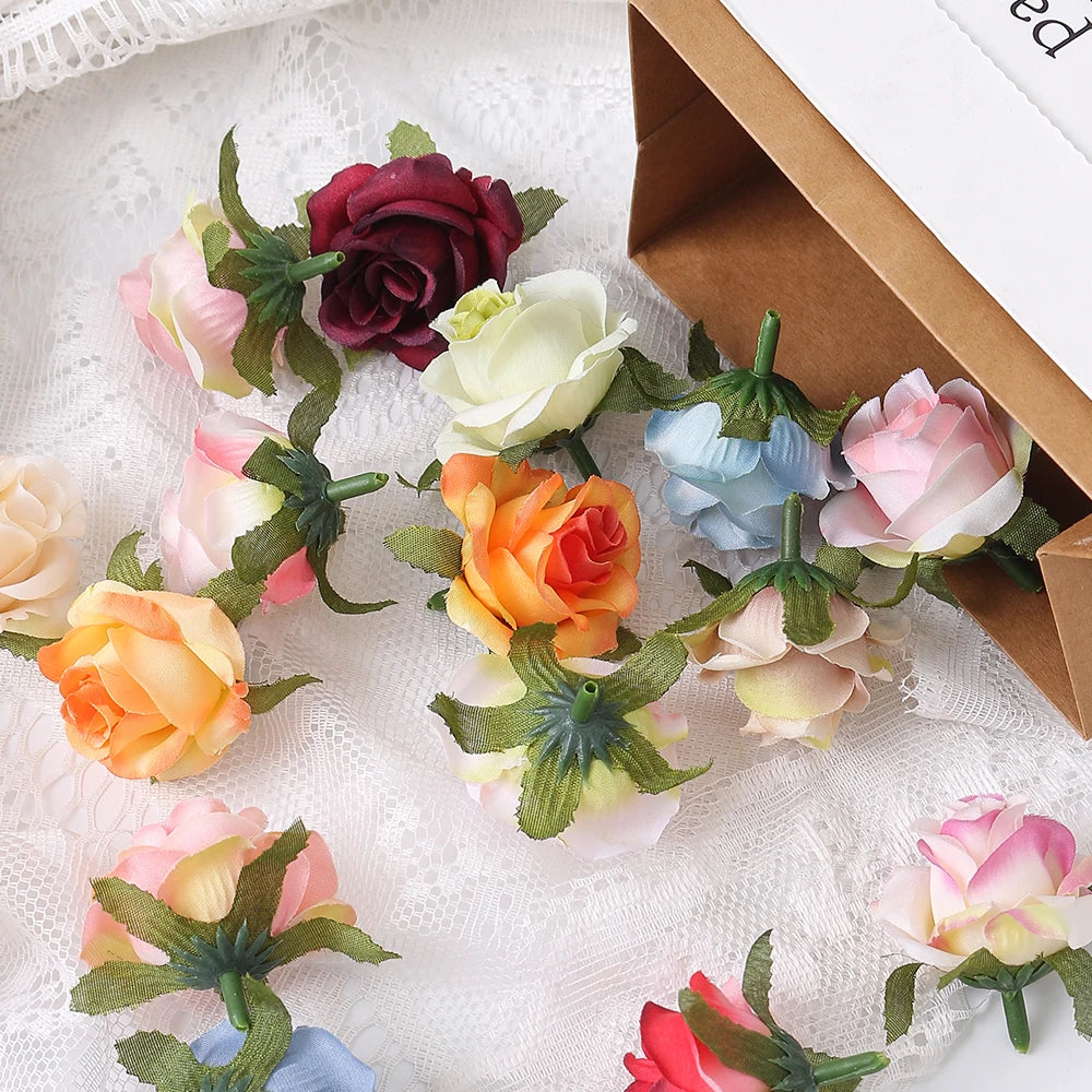10/20PCS Artificial Flowers DIY Candy Box Cake Home Decor Christmas Decorative Wreaths Wedding Party Garden Roses Arch Silk Fake