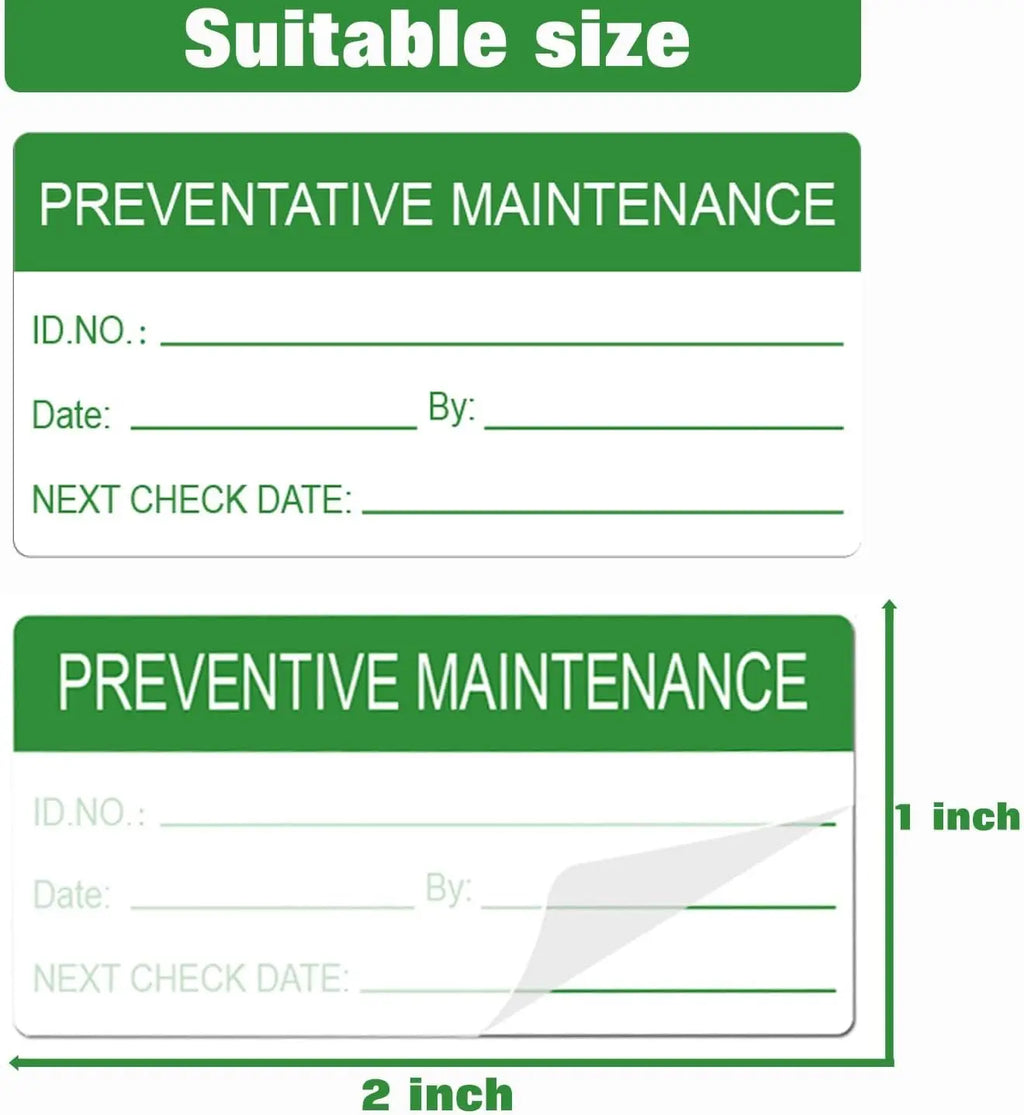 Preventive Maintenance Sticker 1x2 inch Check Safety Label, Press/Date/Next Label with Transparent Flap 180 Pcs