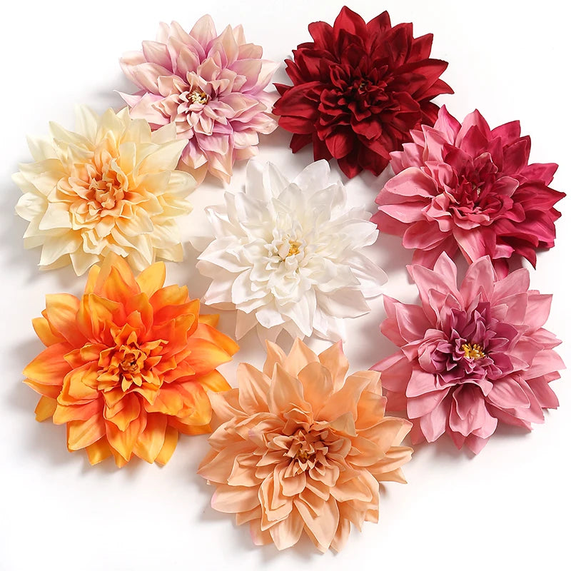 3/7pcs Bulk 15cm Artificial Dahlia Flowers Chrysanthemum Handmade DIY Home Decor Flowers Head Bride Flowers Bouquet Accessories