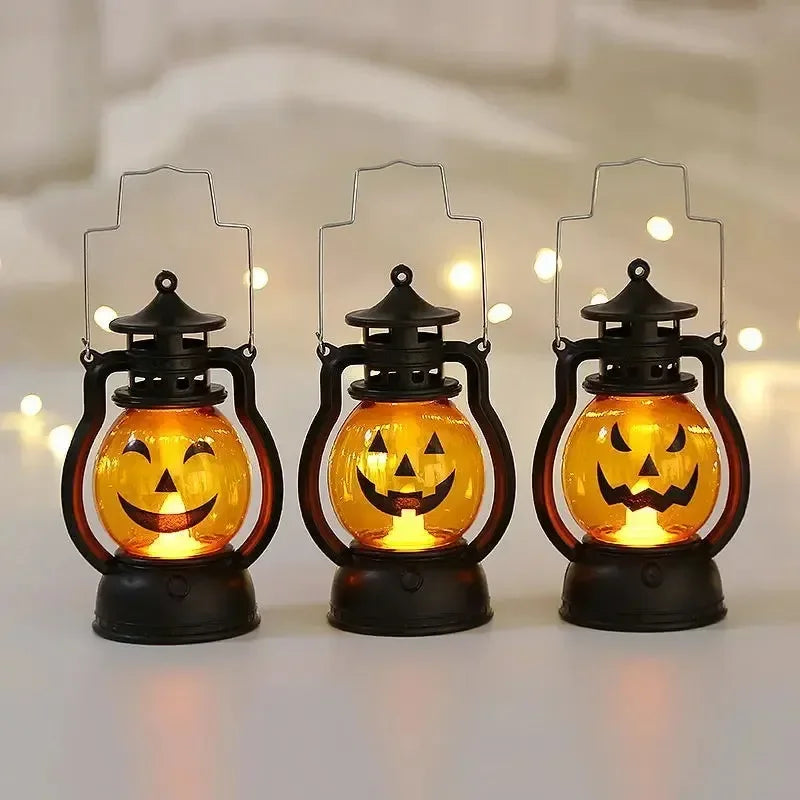 Halloween Hanging LED Lantern Retro Witch Castle Pumpkin Ghost Lamp Halloween Party Home Indoor Outdoor Decor Gift Supplies