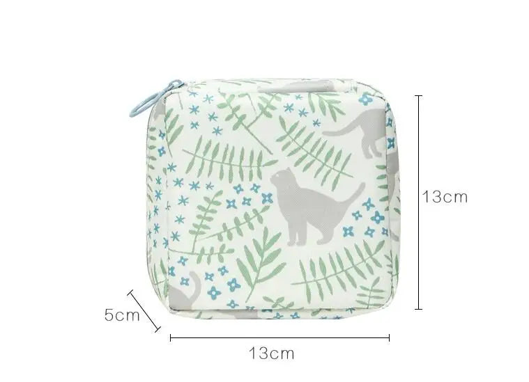 Women Girls Kawaii Napkin Sanitary Pads Bag Pouch Organizer Cosmetic Makeup Tampon Bags Cute Travel Gadgets Lipstick Storage Bag