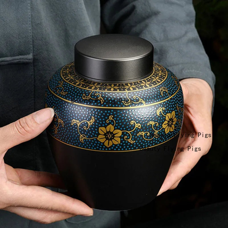 Black Ceramic Cremation Urn for Ashes