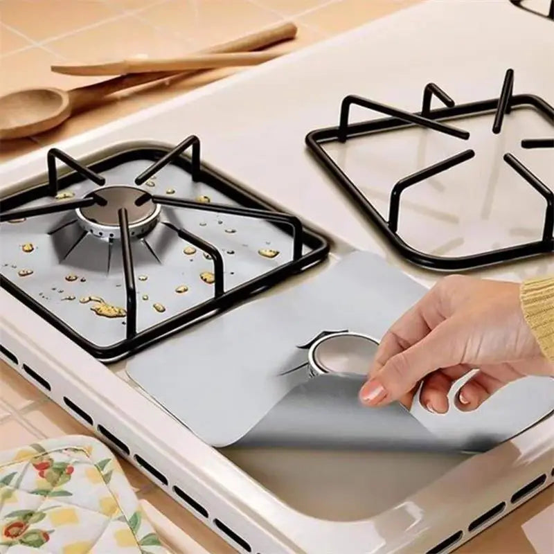 4 Piece Anti Fouling Anti Oil Cleaning Pad Gas Stove Protective Pad for Kitchen Household Supplies Gas Stove Protector Pad