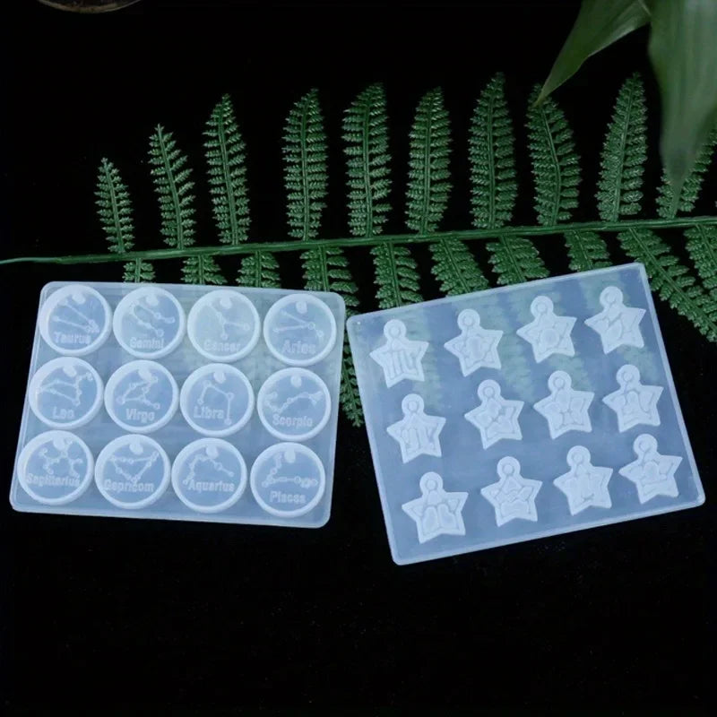 12 Zodiac Constellation Resin Molds Round Star Zodiac Sign Epoxy Silicone Casting Mould for DIY Jewelry Crafts Making Supplies