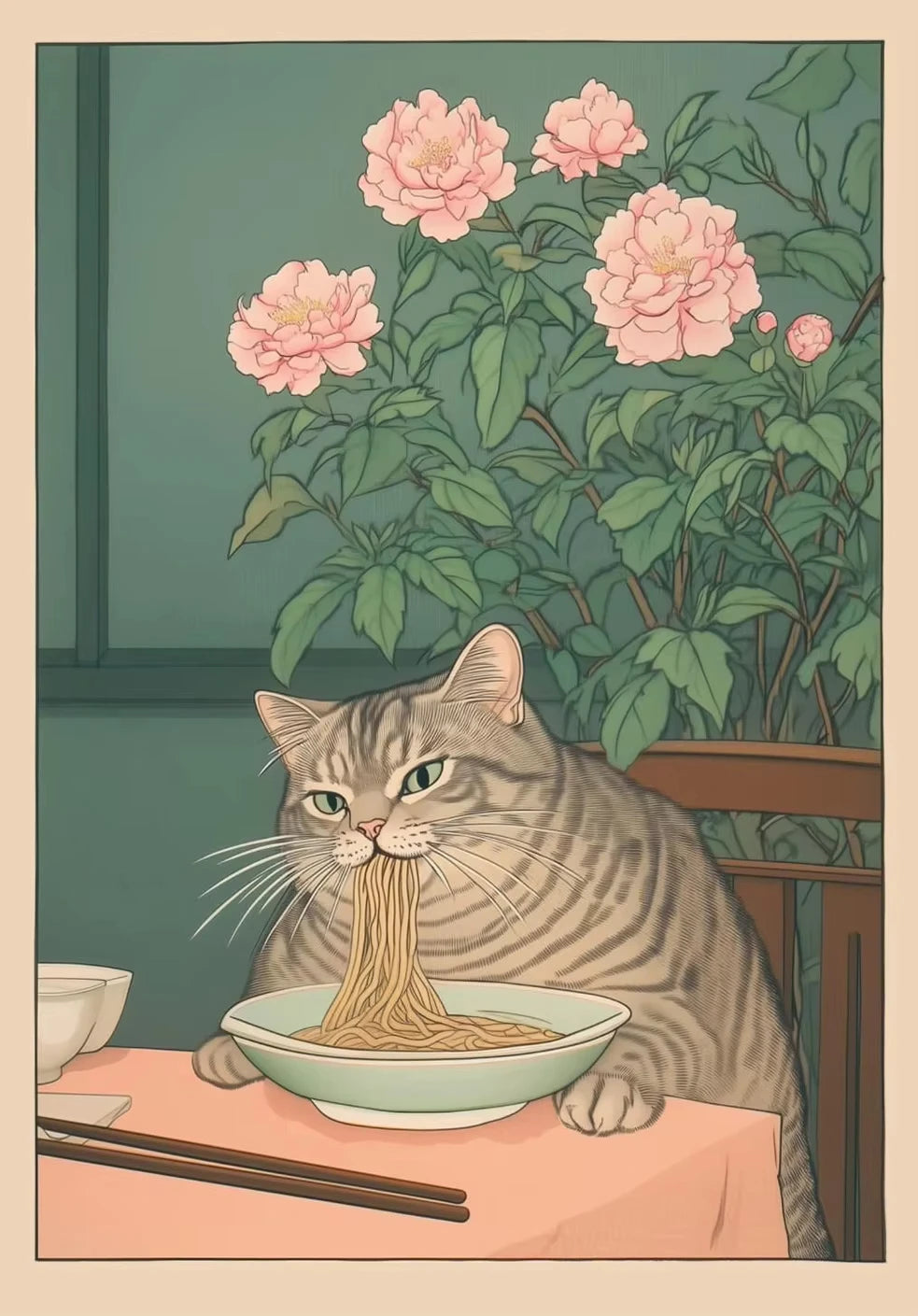 Cat in the Bathtub Japanese Vintage Classic Tiger Cat Wall Art Japanese Bathroom Toilet Poster Home Living Room Bedroom Decor