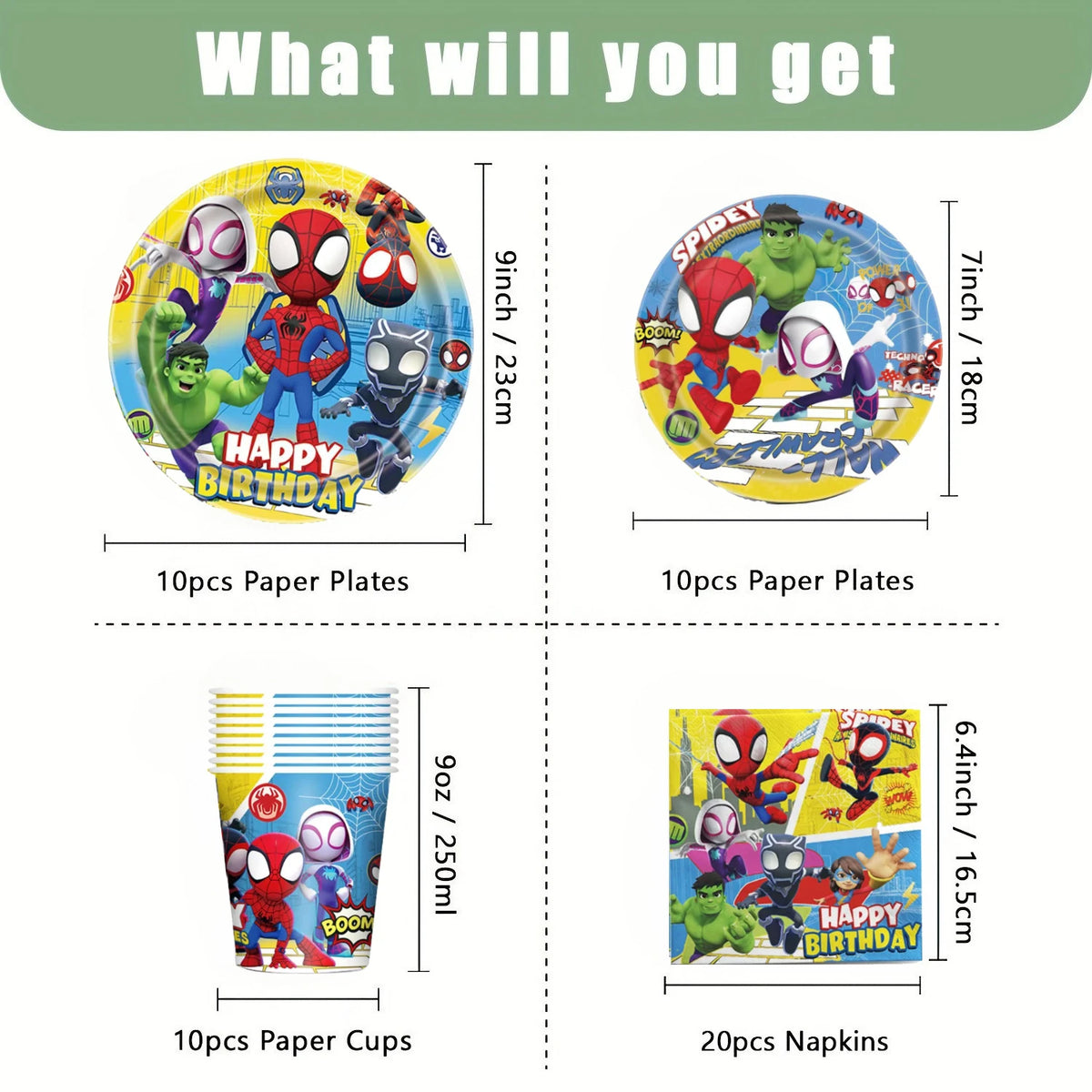 Spidey and Friends Kids Birthday Party Decor Set Disposable