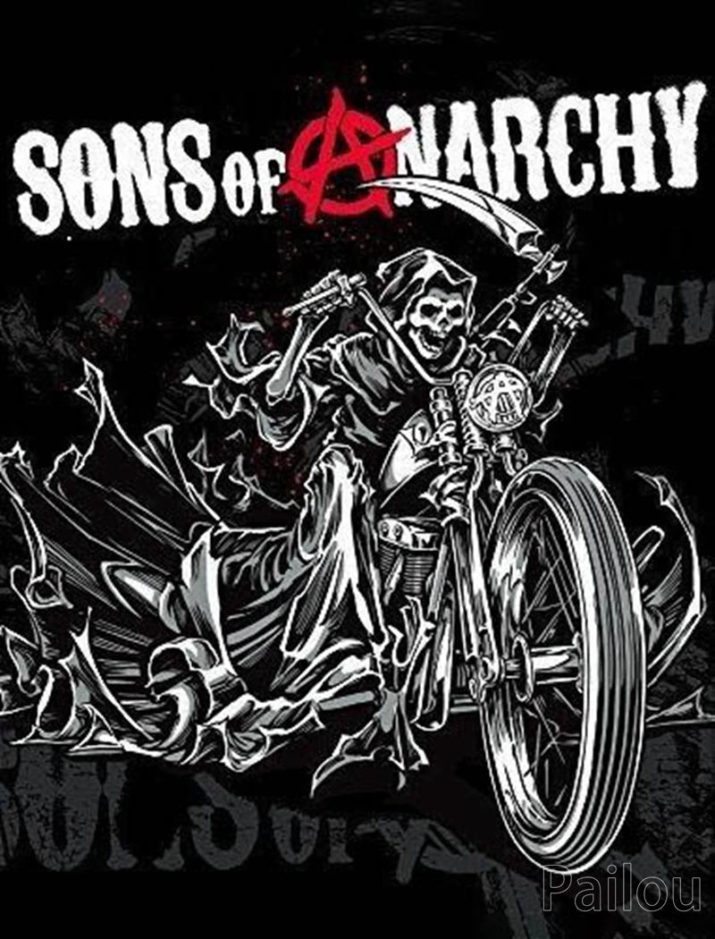 Son Of Anarchy 5D DIY Diamond Painting Full Round Drill Mosaic Death Skull Motorcycle Cross Stitch Handwork Home Decor
