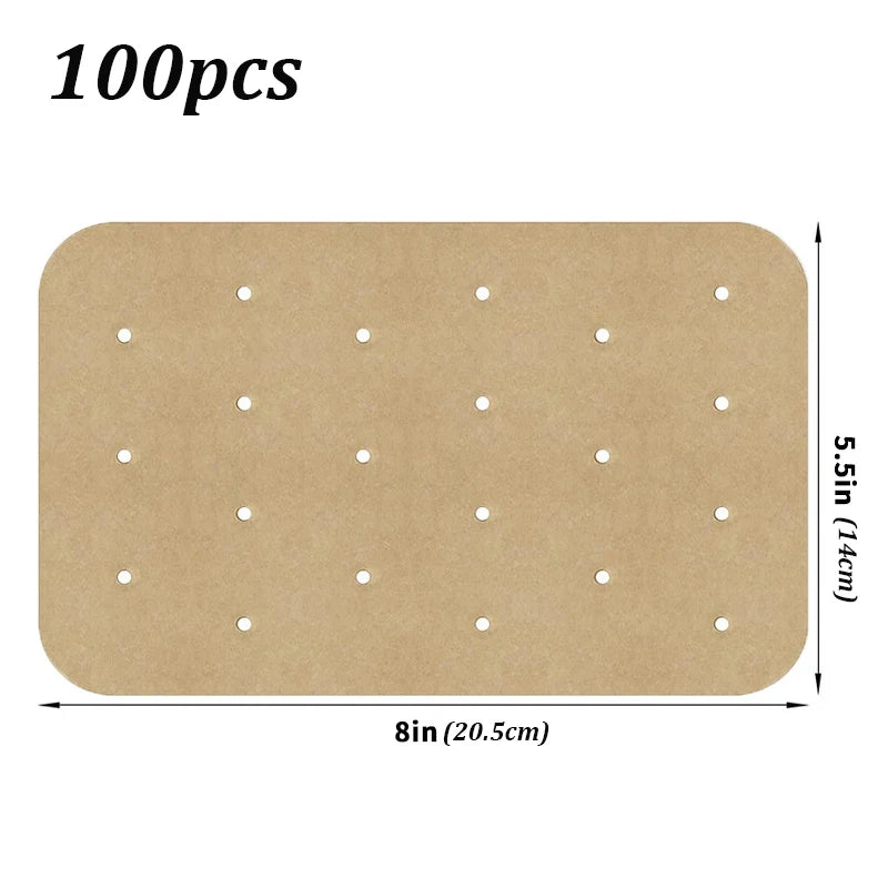 100Pcs Air Fryer Paper Disposable Non-Stick Kitchen Baking Oil-proof Paper Micro-wave Barbecue Oven Fryer Papers Steamer Paper