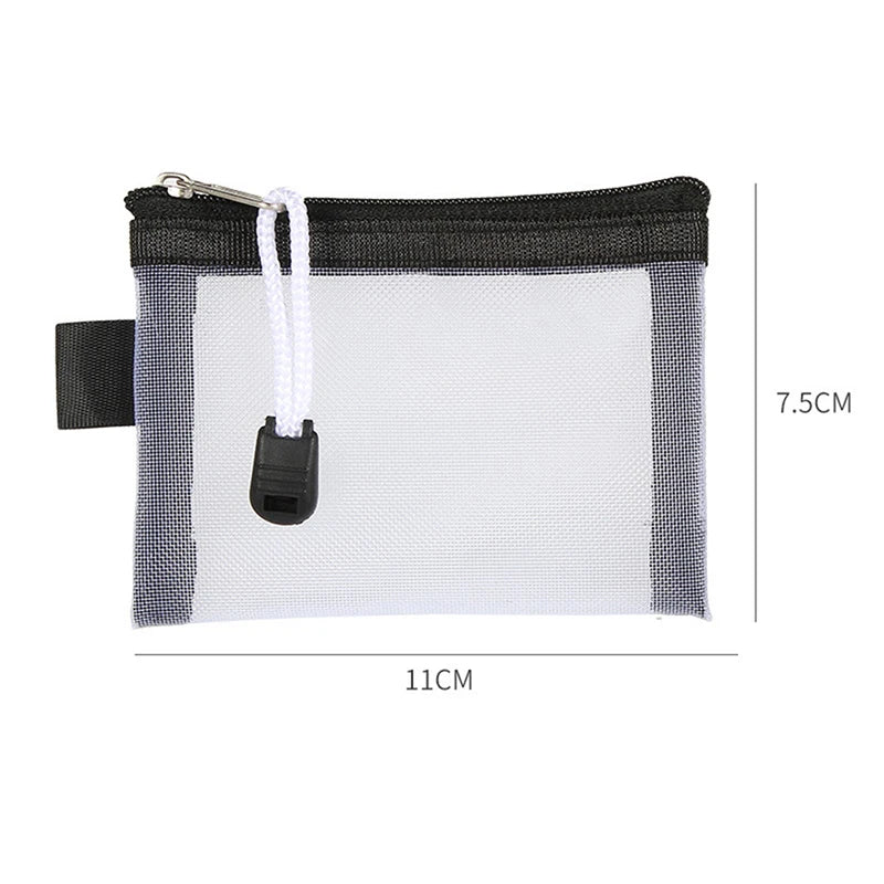 Mini Transparent Nylon Mesh Card Bag Credit ID Card Organizer Portable Coin Purse Lipstick Earphone Data Line Key Storage Bag