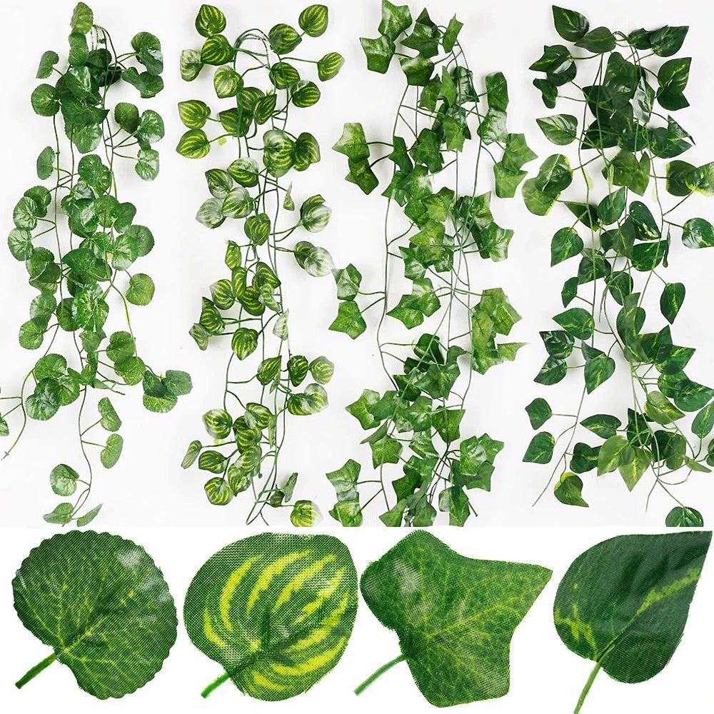 2/4/8/10M Artificial Ivy Leaves Garland Hanging Vines Fake Plants