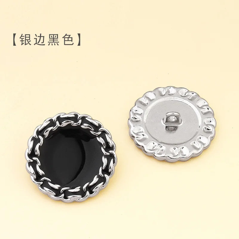 10PCS High-end buckle tweed coat suit suit pyjamas white black exquisite fashion decorative top coat button accessories