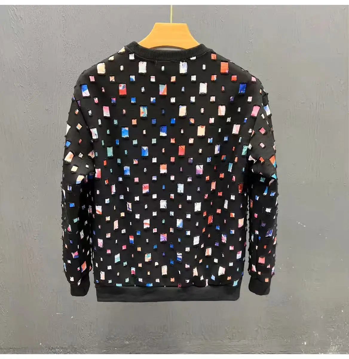 Round Neck Sweatshirt Men Spring Autumn Sportswear broken hole Pullover New Casual Fashion Hip Hop Hoodies Streetwear Top