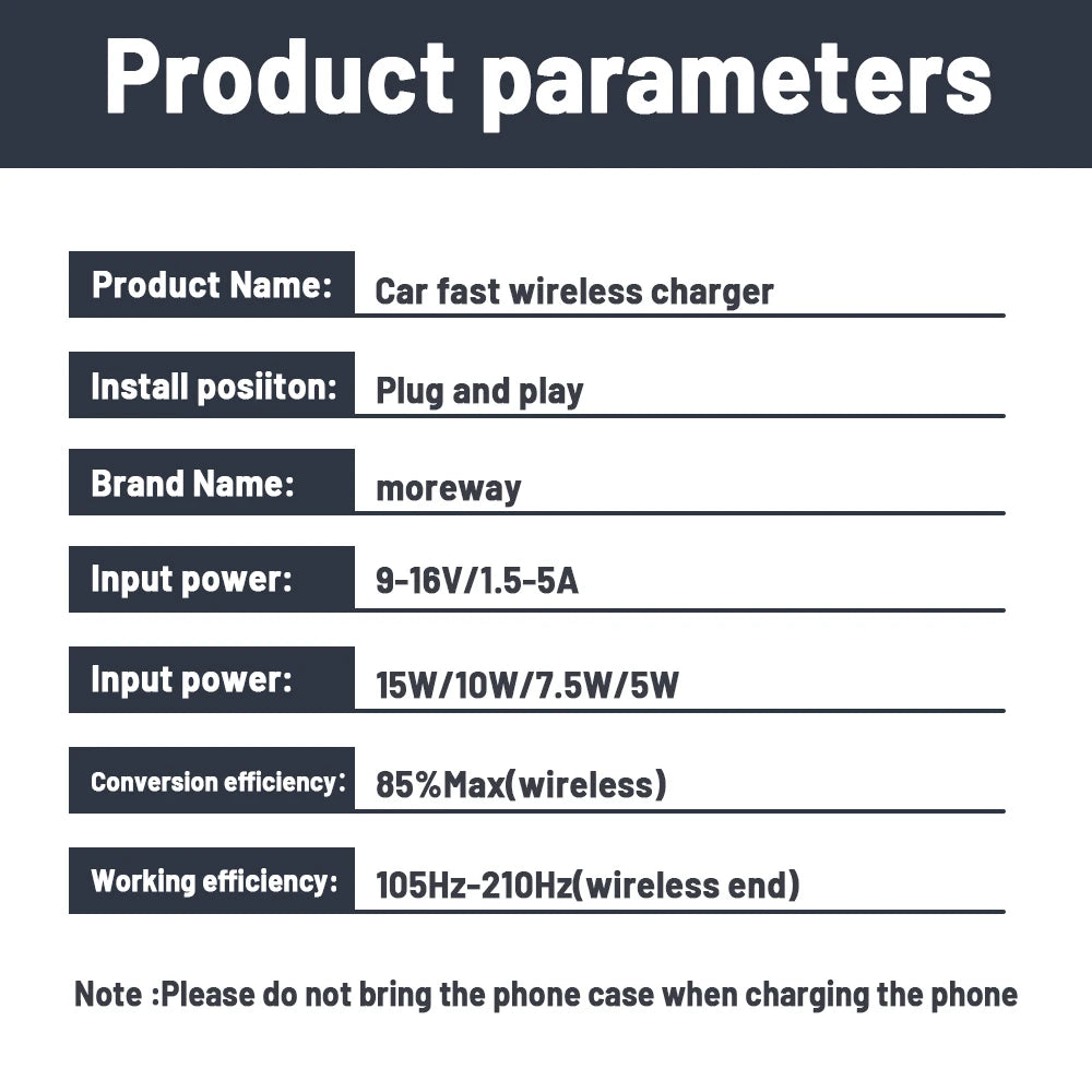 Moreway Wireless charger For Audi A6 C8 S6 RS6 A7 S7 RS7 2019 2020 2021 2022 phone holder Mobile Fast charge Car interior trim