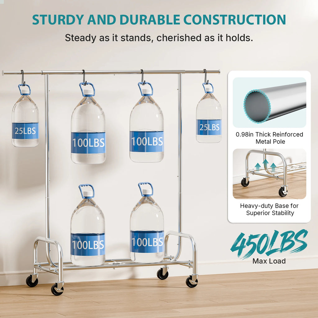 MCQ 70IN Heavy Duty Clothes Racks with Wheels Entryway